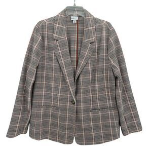 AVA & VIV Plaid Blazer 1X One Button